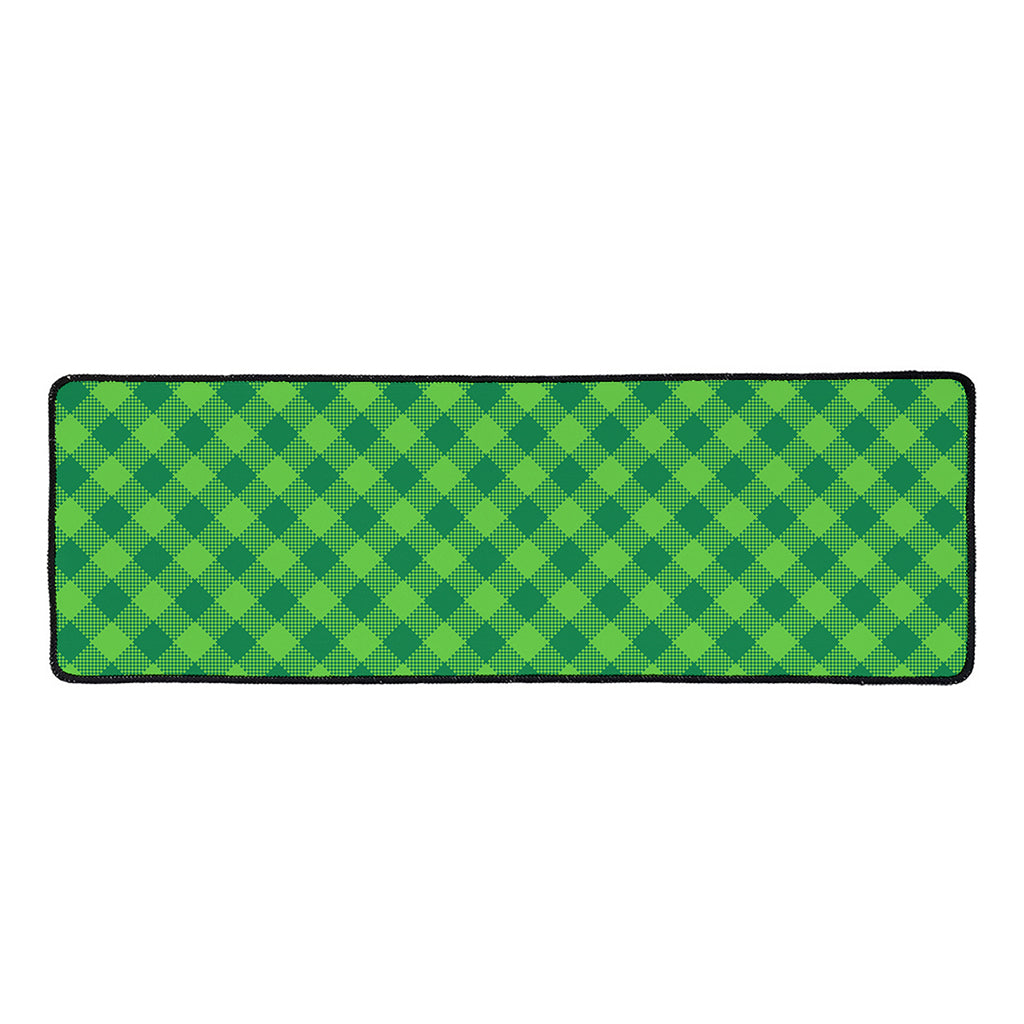 Green Plaid Saint Patrick's Day Print Long Kitchen Mat