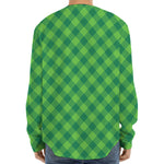Green Plaid Saint Patrick's Day Print Long Sleeve Baseball Jersey