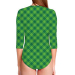 Green Plaid Saint Patrick's Day Print Long Sleeve Swimsuit