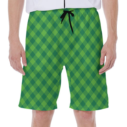 Green Plaid Saint Patrick's Day Print Men's Beach Shorts