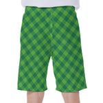 Green Plaid Saint Patrick's Day Print Men's Beach Shorts
