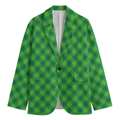 Green Plaid Saint Patrick's Day Print Men's Blazer