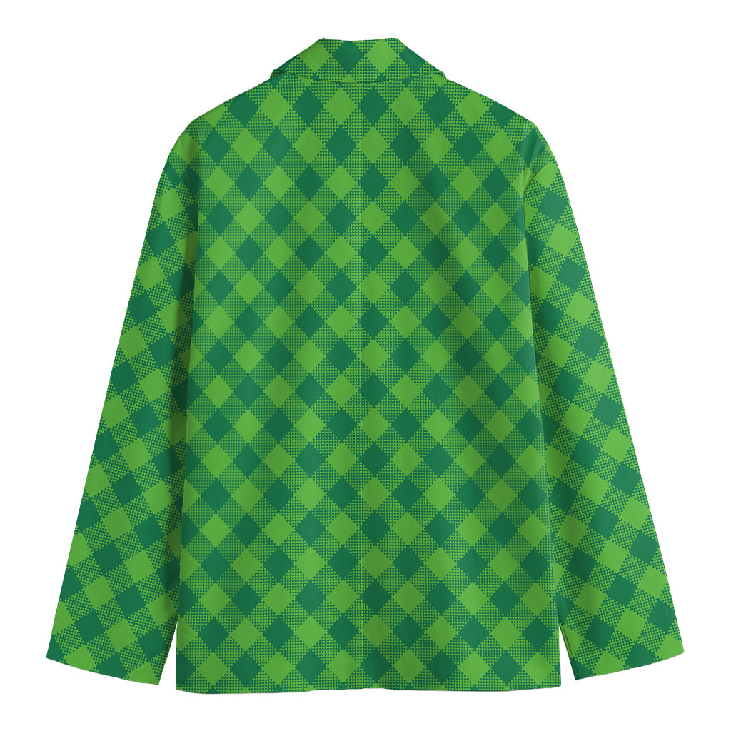 Green Plaid Saint Patrick's Day Print Men's Blazer