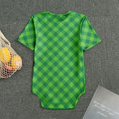 Green Plaid Saint Patrick's Day Print Men's Bodysuit
