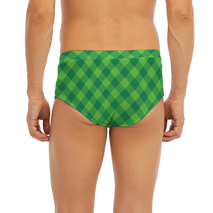 Green Plaid Saint Patrick's Day Print Men's Briefs