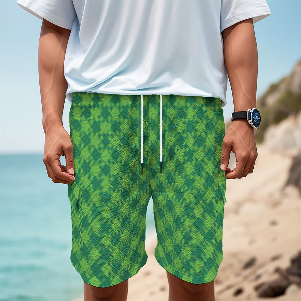 Green Plaid Saint Patrick's Day Print Men's Cargo Shorts