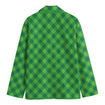 Green Plaid Saint Patrick's Day Print Men's Cotton Blazer