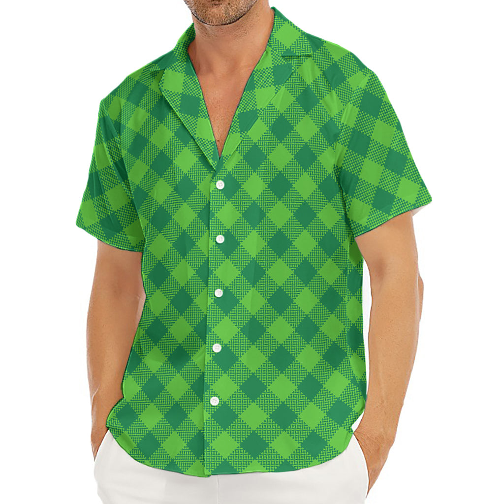 Green Plaid Saint Patrick's Day Print Men's Deep V-Neck Shirt