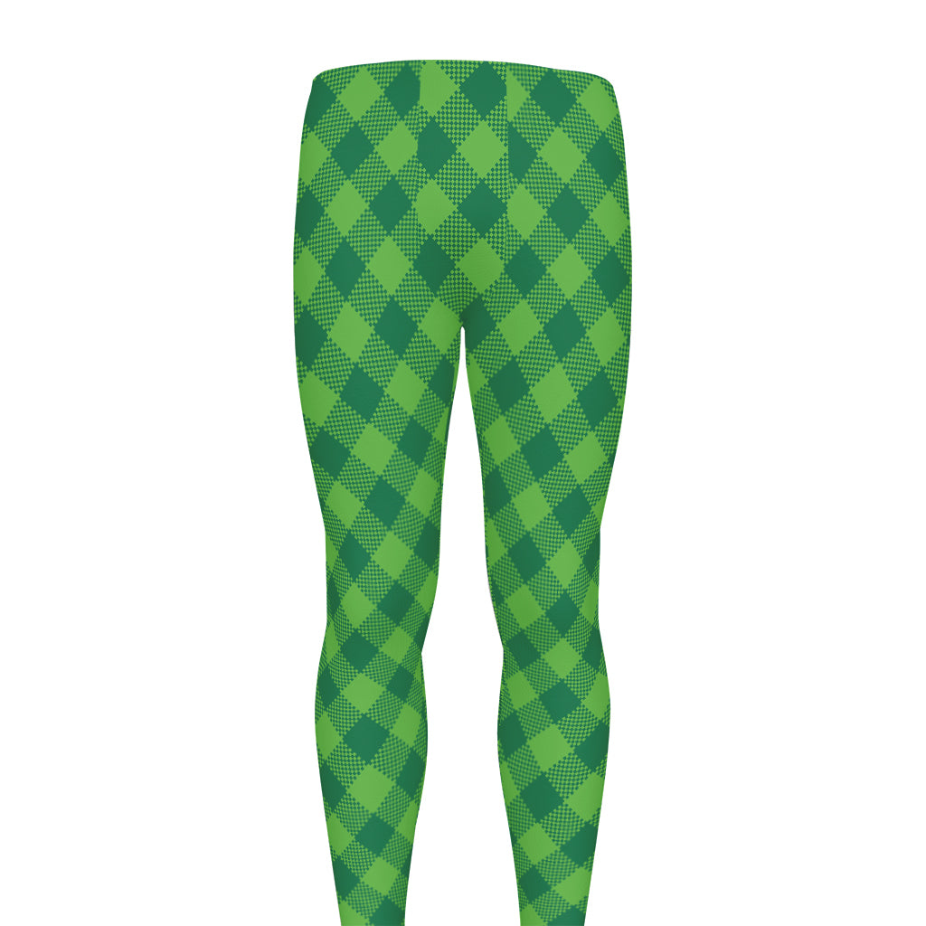 Green Plaid Saint Patrick's Day Print Men's leggings