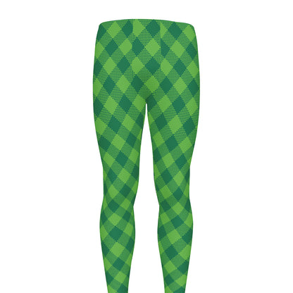 Green Plaid Saint Patrick's Day Print Men's leggings