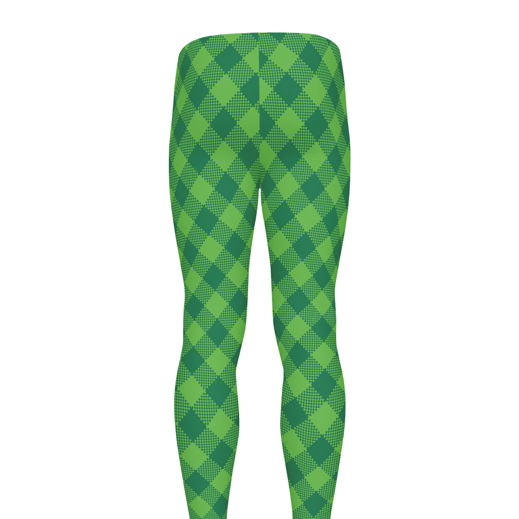 Green Plaid Saint Patrick's Day Print Men's leggings