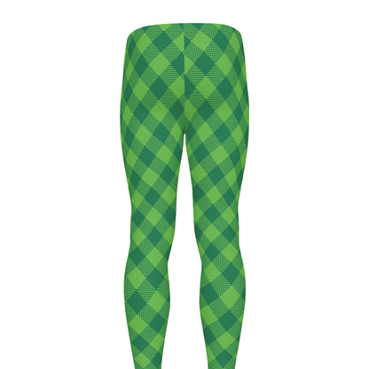 Green Plaid Saint Patrick's Day Print Men's leggings