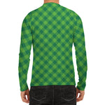 Green Plaid Saint Patrick's Day Print Men's Long Sleeve Rash Guard