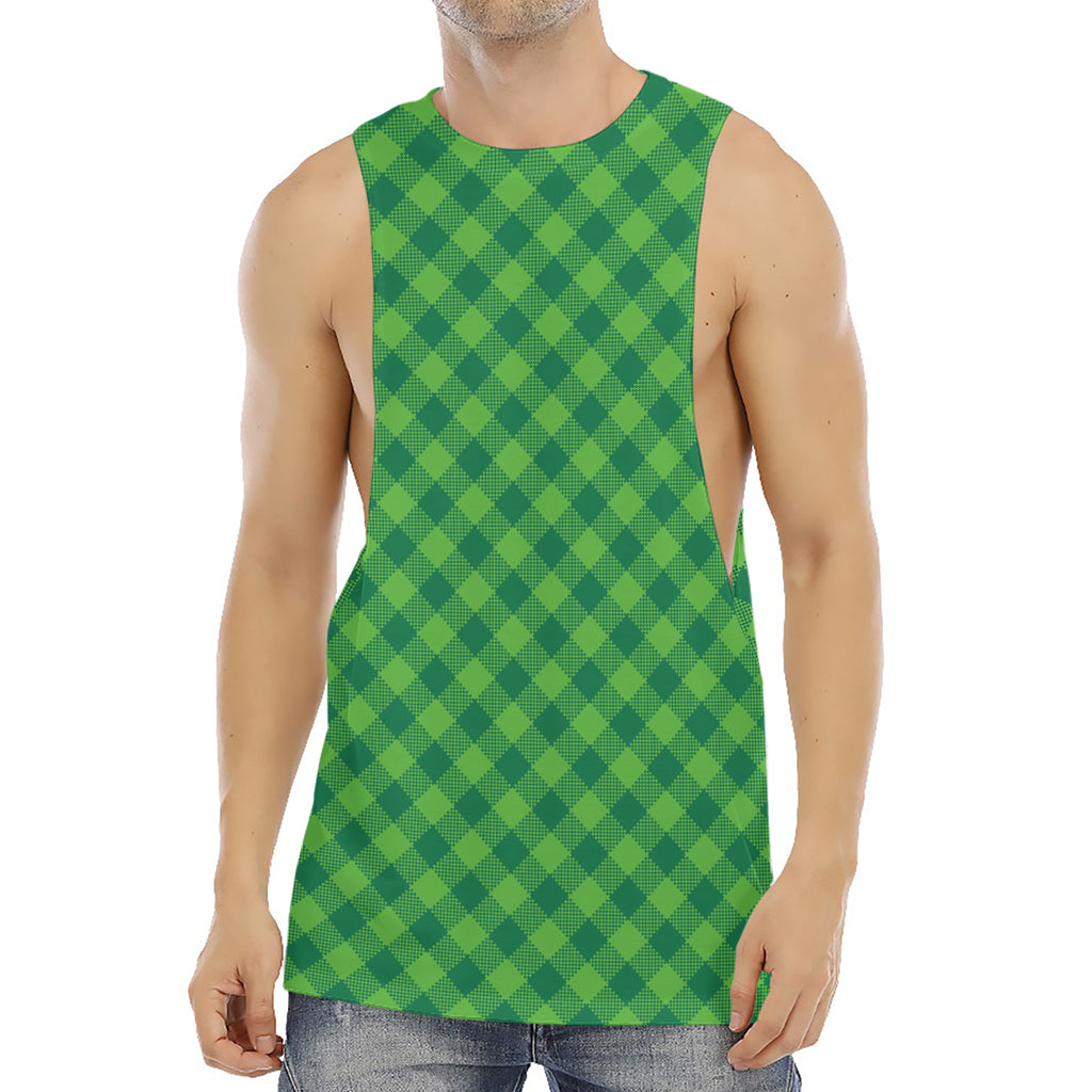 Green Plaid Saint Patrick's Day Print Men's Muscle Tank Top