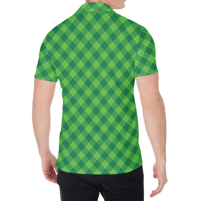Green Plaid Saint Patrick's Day Print Men's Shirt
