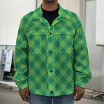 Green Plaid Saint Patrick's Day Print Men's Shirt Jacket