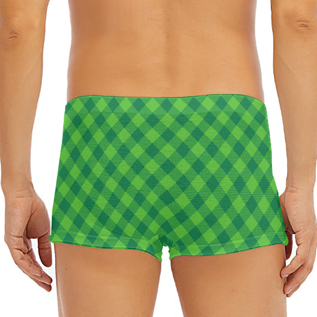 Green Plaid Saint Patrick's Day Print Men's Short Boxer Briefs