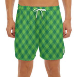 Green Plaid Saint Patrick's Day Print Men's Split Running Shorts