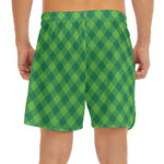 Green Plaid Saint Patrick's Day Print Men's Split Running Shorts