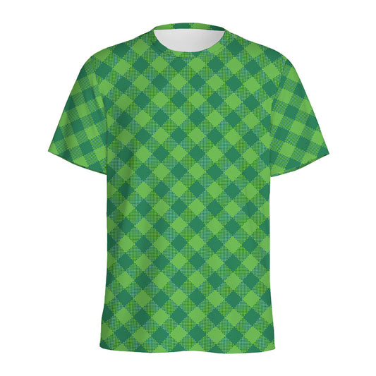 Green Plaid Saint Patrick's Day Print Men's Sports T-Shirt