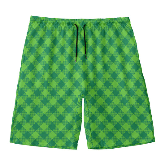 Green Plaid Saint Patrick's Day Print Men's Swim Trunks