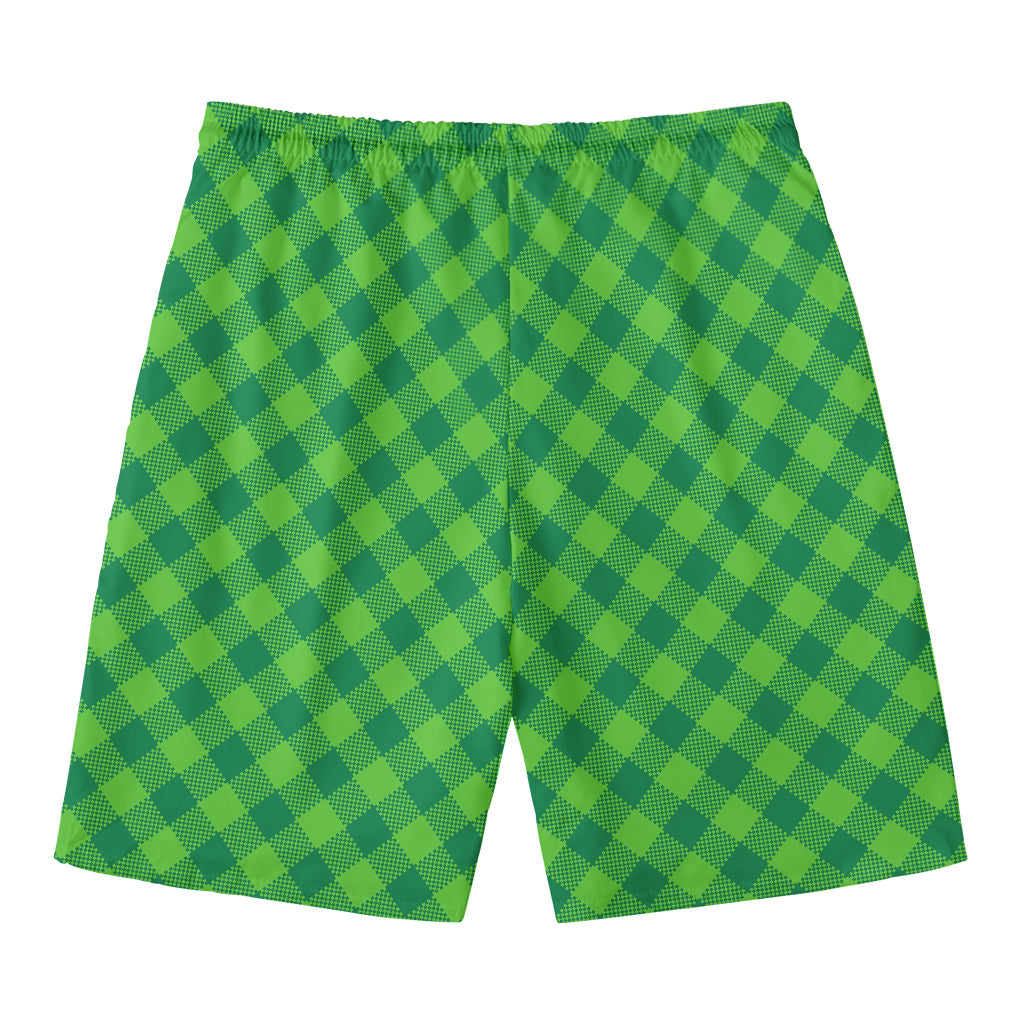 Green Plaid Saint Patrick's Day Print Men's Swim Trunks