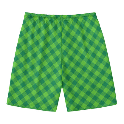 Green Plaid Saint Patrick's Day Print Men's Swim Trunks