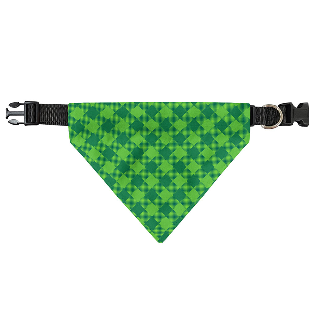 Green Plaid Saint Patrick's Day Print Over The Collar Dog Bandana