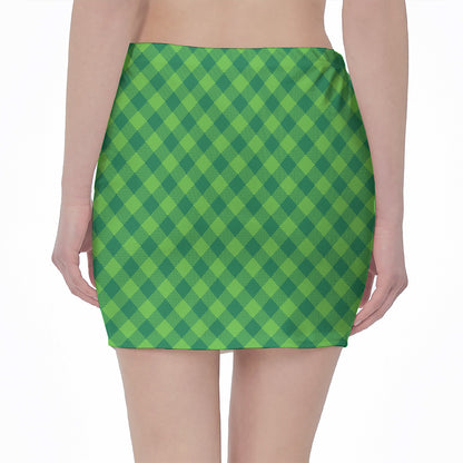 Green Plaid Saint Patrick's Day Print Pencil Mini Skirt