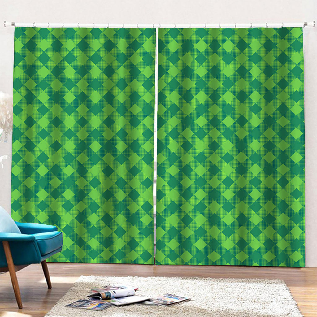 Green Plaid Saint Patrick's Day Print Pencil Pleat Curtains