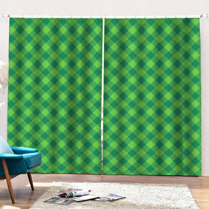 Green Plaid Saint Patrick's Day Print Pencil Pleat Curtains