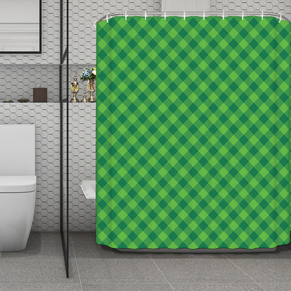 Green Plaid Saint Patrick's Day Print Polyester Shower Curtain