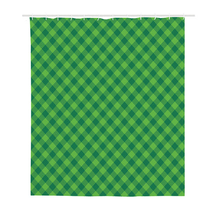 Green Plaid Saint Patrick's Day Print Polyester Shower Curtain