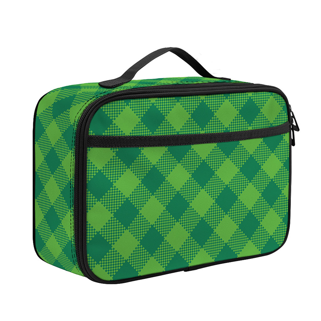 Green Plaid Saint Patrick's Day Print Portable Lunch Bag