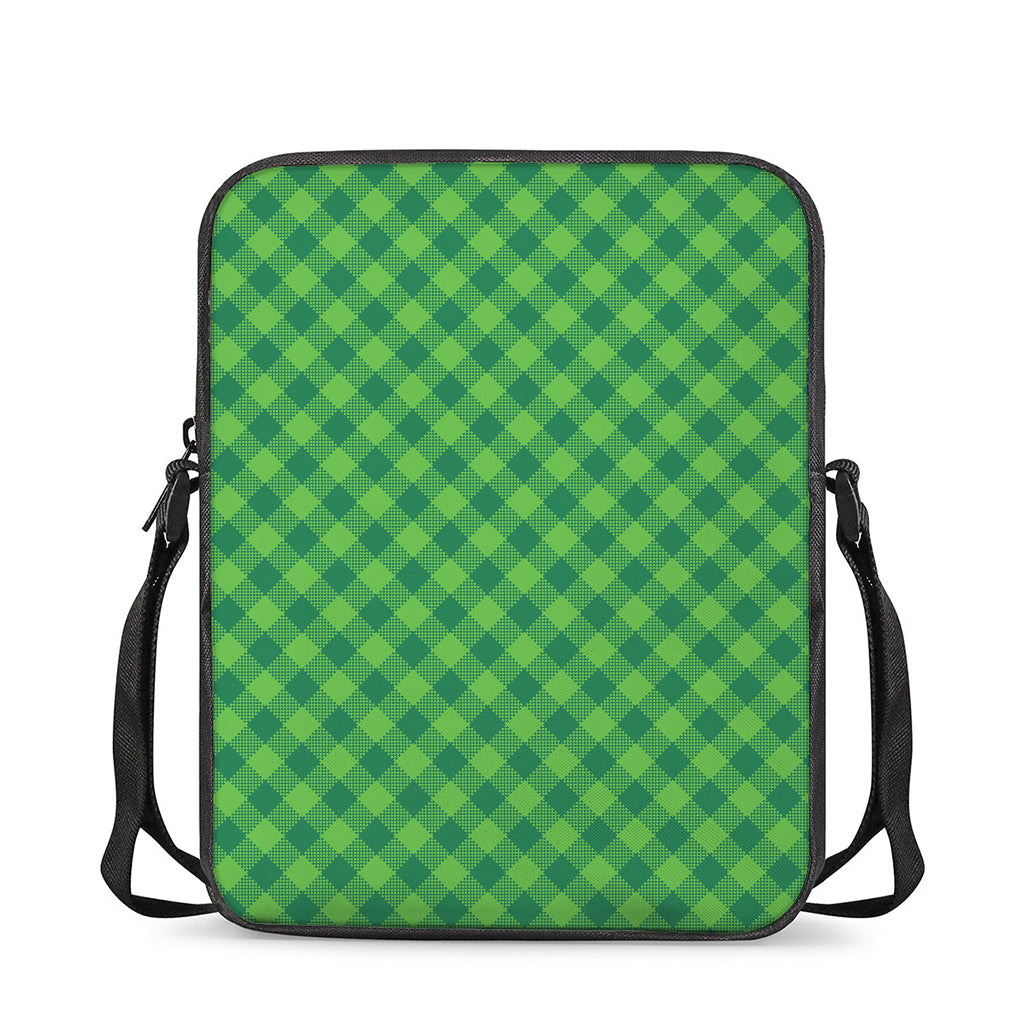 Green Plaid Saint Patrick's Day Print Rectangular Crossbody Bag