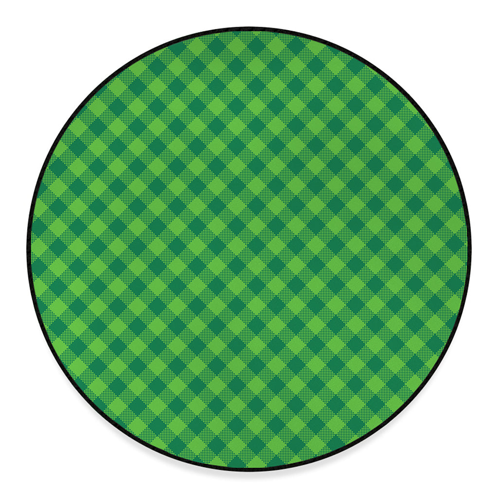 Green Plaid Saint Patrick's Day Print Round Floor Mat