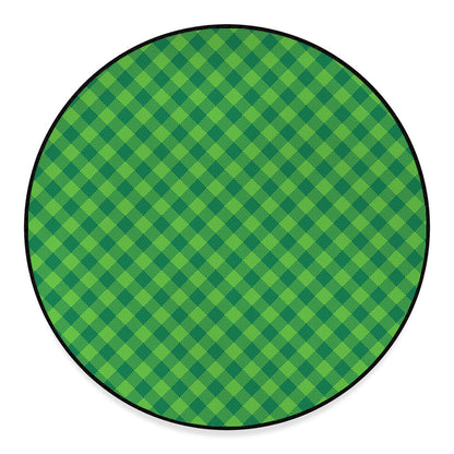 Green Plaid Saint Patrick's Day Print Round Floor Mat