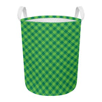 Green Plaid Saint Patrick's Day Print Round Laundry Basket