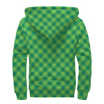 Green Plaid Saint Patrick's Day Print Sherpa Lined Zip Up Hoodie