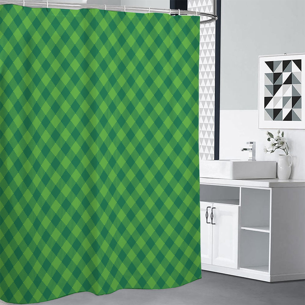 Green Plaid Saint Patrick's Day Print Shower Curtain