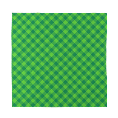 Green Plaid Saint Patrick's Day Print Silk Bandana