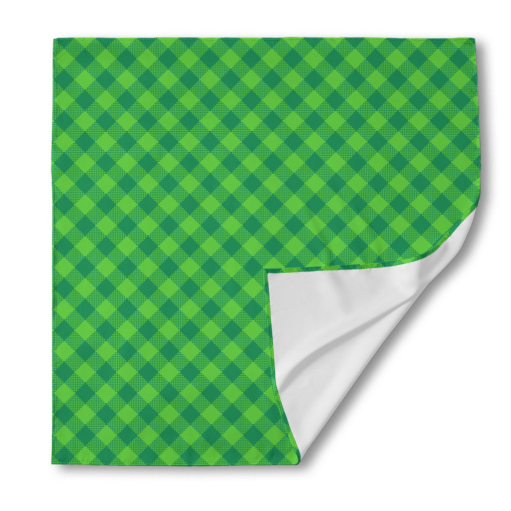 Green Plaid Saint Patrick's Day Print Silk Bandana