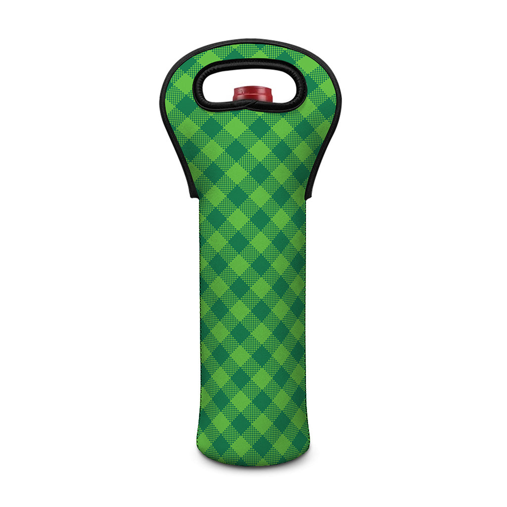 Green Plaid Saint Patrick's Day Print Single Neoprene Wine Tote