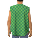 Green Plaid Saint Patrick's Day Print Sleeveless Baseball Jersey
