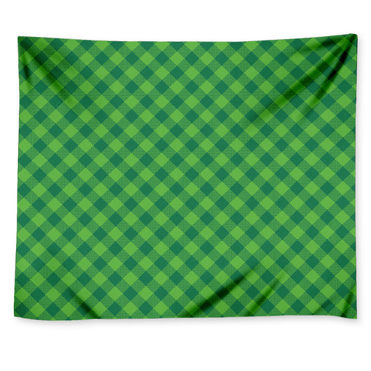 Green Plaid Saint Patrick's Day Print Tapestry