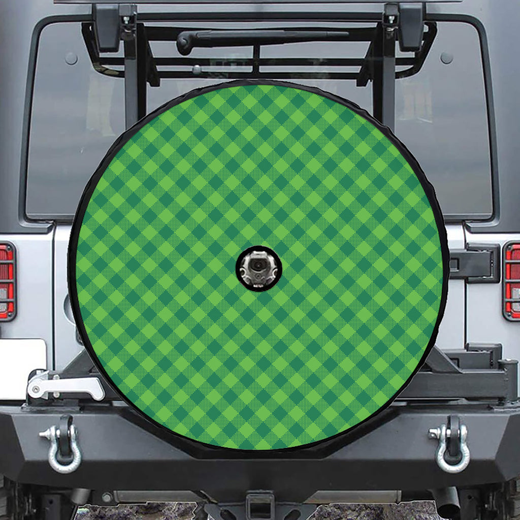 Green Plaid Saint Patrick's Day Print Tire Cover With Camera Hole