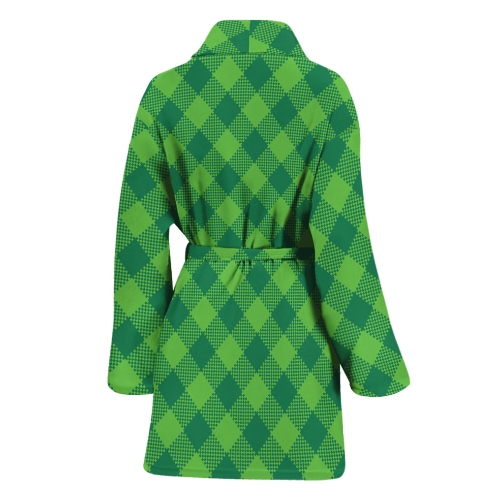 Green Plaid Saint Patrick's Day Print Women's Bathrobe