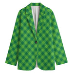 Green Plaid Saint Patrick's Day Print Women's Blazer