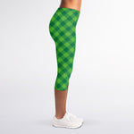 Green Plaid Saint Patrick's Day Print Women's Capri Leggings