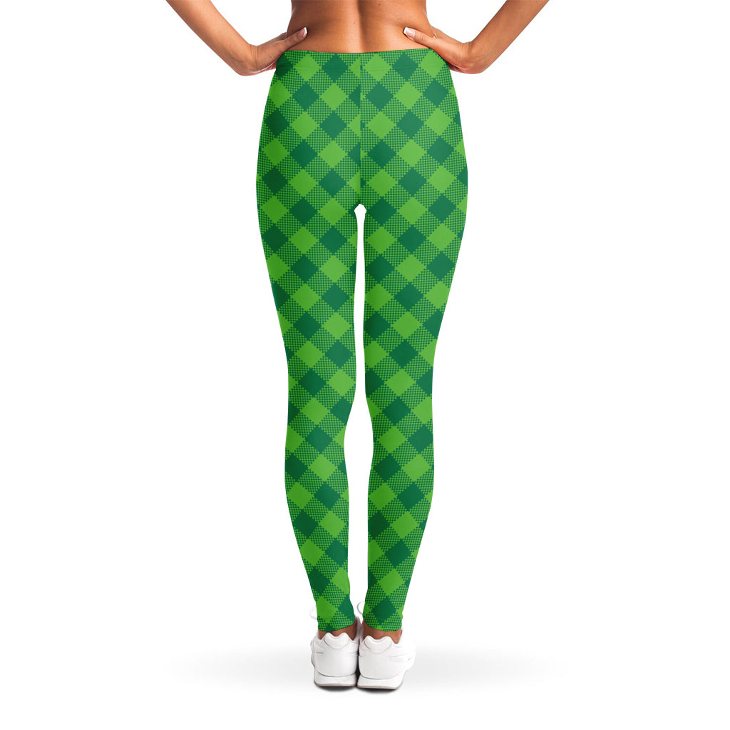 Green Plaid Saint Patrick's Day Print Women's Leggings